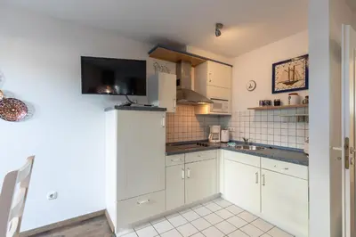Küche/Küchenzeile in der Unterkunft Haus Weisse Möwe, Whg 2