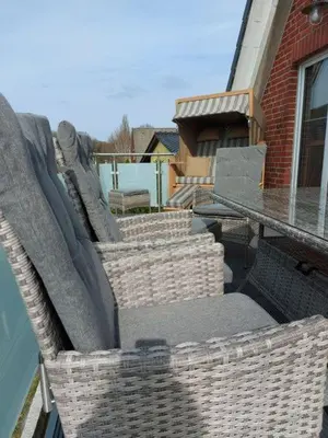 Ein Balkon oder eine Terrasse in der Unterkunft Ferienwohnung Strandnah