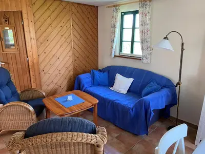 Ein Sitzbereich in der Unterkunft Ferienhaus Mangels