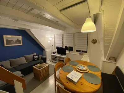 Ein Sitzbereich in der Unterkunft Heimathafen Friedrichskoog