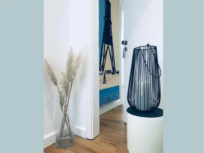 Ein Bett oder Betten in einem Zimmer der Unterkunft Fewo Grünstrand