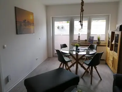 Ein Sitzbereich in der Unterkunft Bude im Windrosenweg