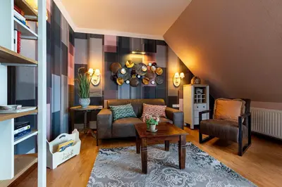 Ein Sitzbereich in der Unterkunft Landhaus Wremer Deel