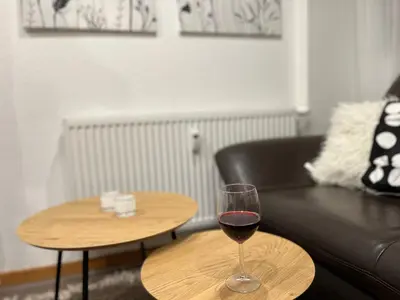 Ein Sitzbereich in der Unterkunft Dat Blockhus am Diek