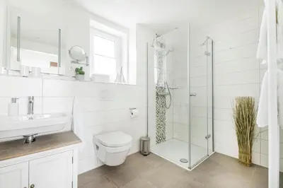 Ein Badezimmer in der Unterkunft Haus Deichkieker Apartment 4 3 Deichgut