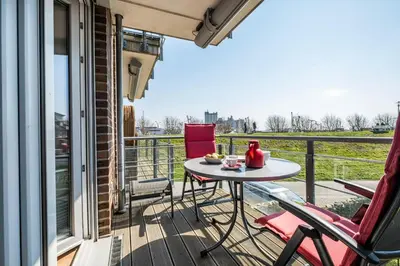Ein Balkon oder eine Terrasse in der Unterkunft Haus Seehafen Apartment 1 4