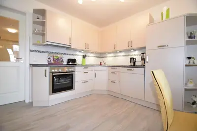 Küche/Küchenzeile in der Unterkunft Haus Deichkieker Apartment 1 6 Deichschaf