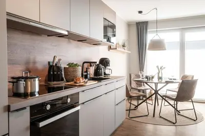 Küche/Küchenzeile in der Unterkunft Haus Strandläufer Apartment 3 1 Strandhaus 3 1