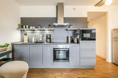 Küche/Küchenzeile in der Unterkunft Haus Strandläufer Apartment 3 3 Strandhaus 3 3