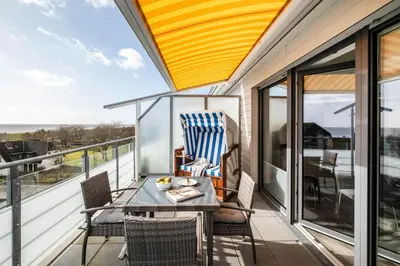 Ein Balkon oder eine Terrasse in der Unterkunft Haus Strandläufer Apartment 4 3 Herzmuschel