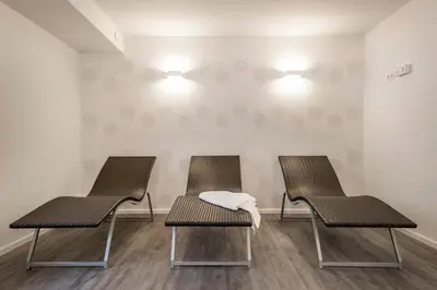 Ein Sitzbereich in der Unterkunft Haus Strandläufer Apartment 4 3 Herzmuschel