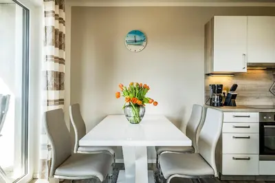 Küche/Küchenzeile in der Unterkunft Haus Strandläufer Apartment 2 6 Strandperle