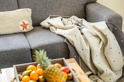 Ein Sitzbereich in der Unterkunft Haus Strandläufer Apartment 2 6 Strandperle