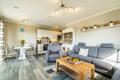 Küche/Küchenzeile in der Unterkunft Haus Strandläufer Apartment 2 6 Strandperle