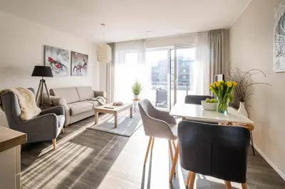 Ein Sitzbereich in der Unterkunft Haus Strandläufer Apartment 2 2 Küstennebel