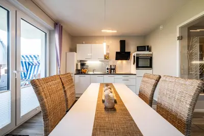 Küche/Küchenzeile in der Unterkunft Haus Strandläufer Apartment 0 7 See-Hund