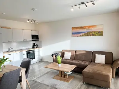 Küche/Küchenzeile in der Unterkunft Haus Strandläufer Apartment 1 2 Oberdeck