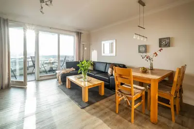 Ein Sitzbereich in der Unterkunft Haus Ankerplatz Apartment 2 5
