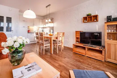 TV/Unterhaltungsangebot in der Unterkunft Haus Seehafen Apartment 0 2