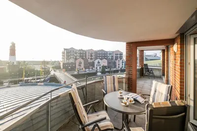Ein Sitzbereich in der Unterkunft Haus Ankerplatz Apartment 3 6