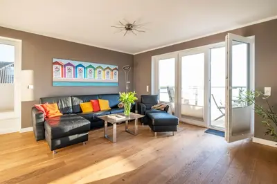 Ein Sitzbereich in der Unterkunft Haus Deichkieker Apartment 4 1
