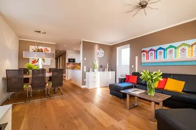 Ein Sitzbereich in der Unterkunft Haus Deichkieker Apartment 4 1