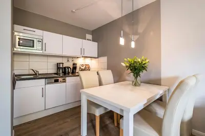 Küche/Küchenzeile in der Unterkunft Haus Nordseeblick Wohnung 3