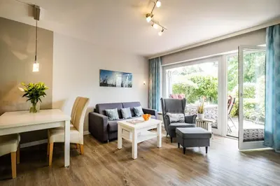 Ein Sitzbereich in der Unterkunft Haus Nordseeblick Wohnung 3