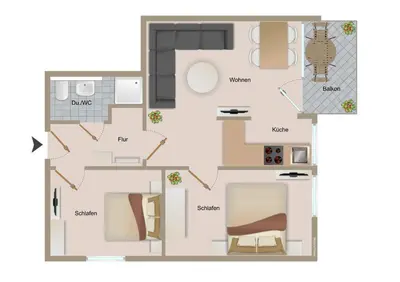 Grundriss der Unterkunft Haus Treibholz Apartment 5