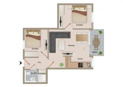 Grundriss der Unterkunft Haus Treibholz Apartment 6