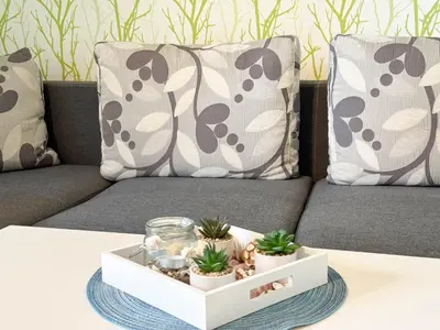Ein Sitzbereich in der Unterkunft Büsumer Reethus Apartment 2 4