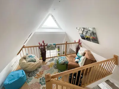 Ein Sitzbereich in der Unterkunft Büsumer Reethus Apartment 3 1 Dünengras