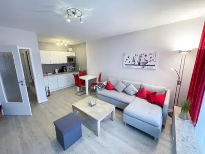 Küche/Küchenzeile in der Unterkunft Haus Nordseeblick Wohnung 9