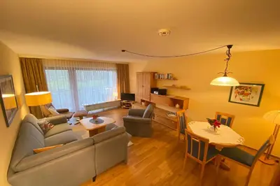 Ein Sitzbereich in der Unterkunft Haus Nordseeblick Wohnung 16