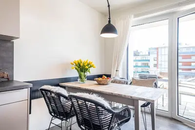 Küche/Küchenzeile in der Unterkunft Haus Strandläufer Apartment 2 1 Sandbank