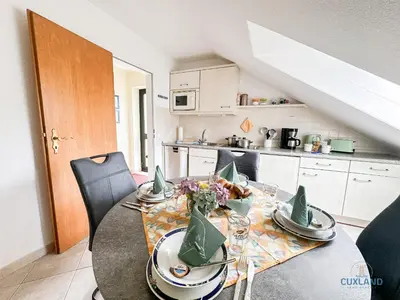 Küche/Küchenzeile in der Unterkunft Ferienwohnung Seestern