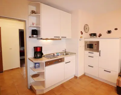 Küche/Küchenzeile in der Unterkunft Haus am Kurpark Wohnung 2