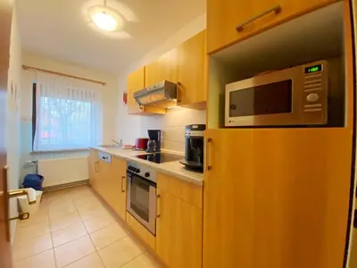 Küche/Küchenzeile in der Unterkunft Haus am Kurpark Wohnung 13
