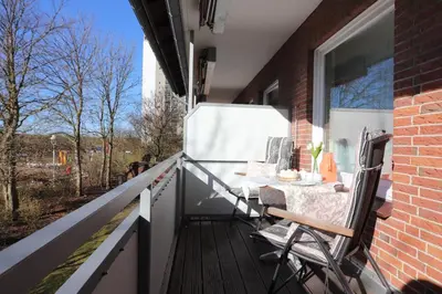 Ein Balkon oder eine Terrasse in der Unterkunft Haus am Kurpark Wohnung 13