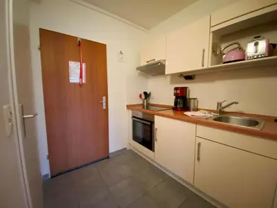 Küche/Küchenzeile in der Unterkunft Haus am Kurpark Wohnung 14