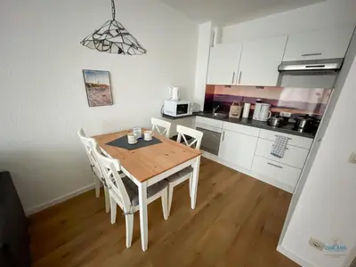 Küche/Küchenzeile in der Unterkunft Haus Oceanic Döse Wohnung 1