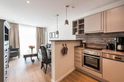 Küche/Küchenzeile in der Unterkunft Weisse Villa Apartment 1 3 Nord