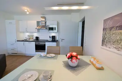 Küche/Küchenzeile in der Unterkunft Haus Hohe Geest HG05