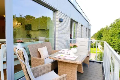 Ein Balkon oder eine Terrasse in der Unterkunft Haus Hohe Geest HG23