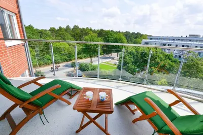 Ein Balkon oder eine Terrasse in der Unterkunft Haus Nordseebrandung NA44