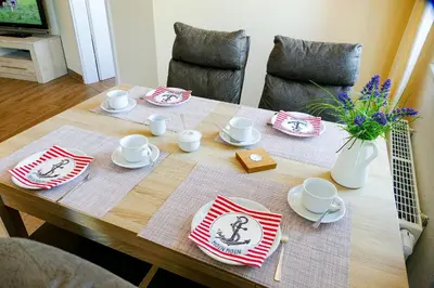 Ein Sitzbereich in der Unterkunft Haus Nordseebrandung ND13