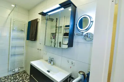 Ein Badezimmer in der Unterkunft Strandhochhaus SG12