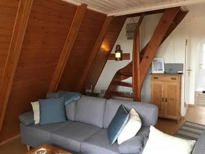 Ein Sitzbereich in der Unterkunft Ferienhaus am Meer