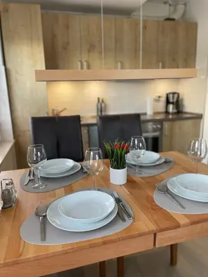 Küche/Küchenzeile in der Unterkunft Ferienwohnung Deichlicht
