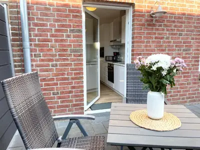 Ein Balkon oder eine Terrasse in der Unterkunft Duhner Strand Whg 2